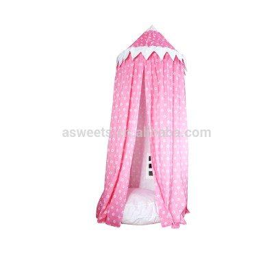 Lace Decorated Hanging Pink Princess Tents For Kids Indoor Playing Home Decoration